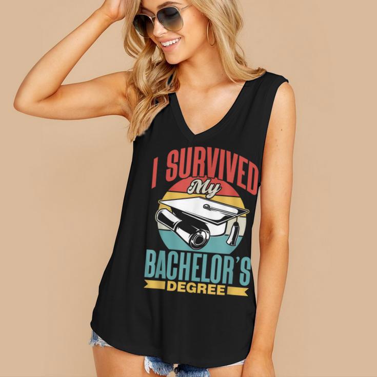 I Survived My Bachelor's Degree Party Bachelor Graduation Women's V-Neck Tank Top