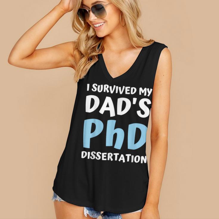 i Survived My Dad's Phd Dissertation College Graduation 2021 Women's V-Neck Tank Top