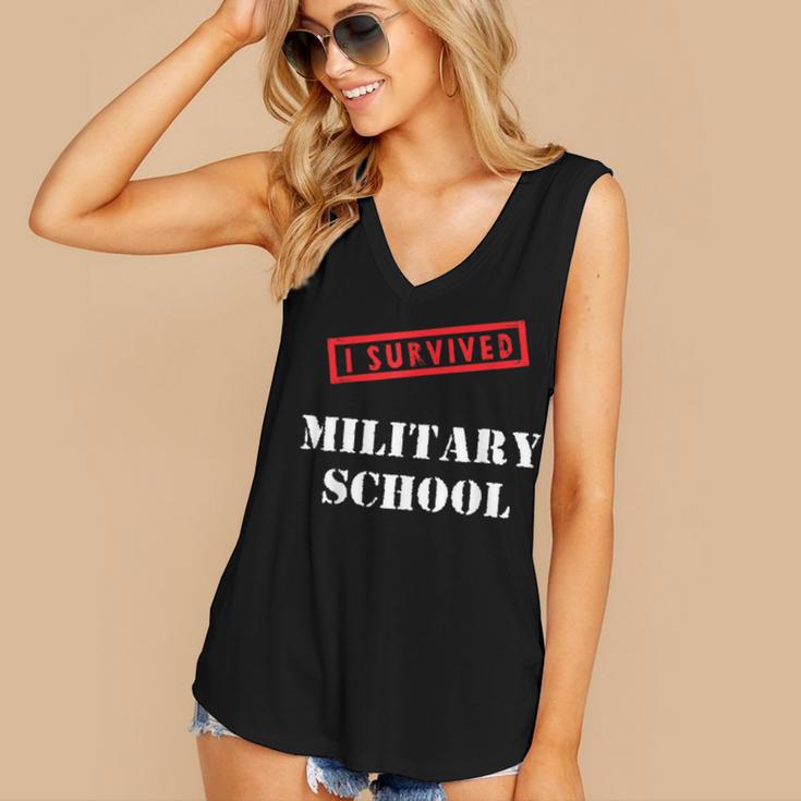 I Survived Military School Graduation Straight Outta Women's V-Neck Tank Top