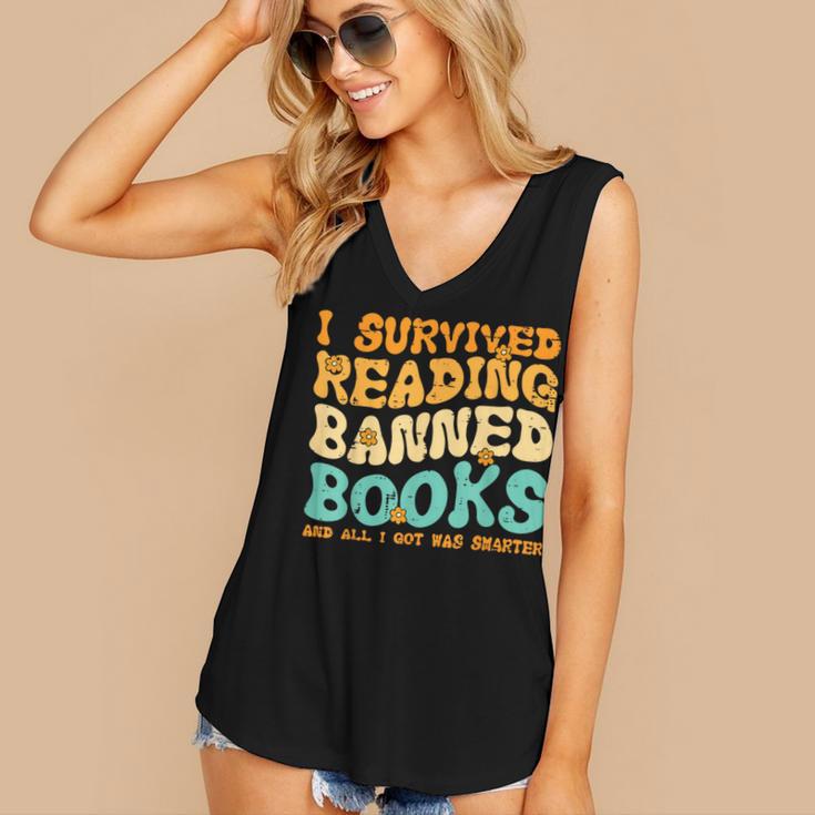 I Survived Reading Banned Books Read Librarian Men Women Women's V-Neck Tank Top