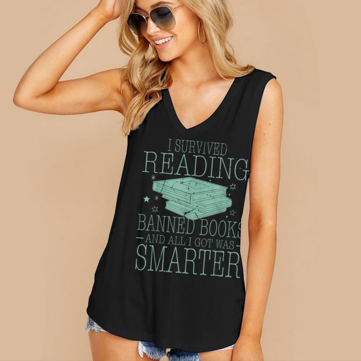 I Survived Reading Banned Books And All I Got Was Sma Women's V-Neck Tank Top