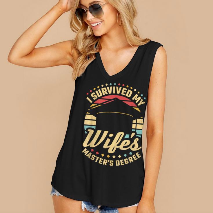 Survived My Wife's Master's Degree College Graduation Women's V-Neck Tank Top
