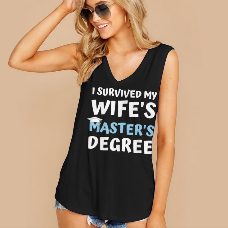 i Survived My Wifes Masters Degree MBA College Graduation Women's V-Neck Tank Top
