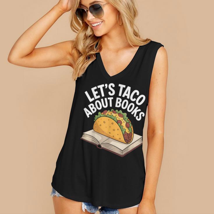 Taco Books Mexican Reading Teacher Book Lovers Bookish Women's V-Neck Tank Top