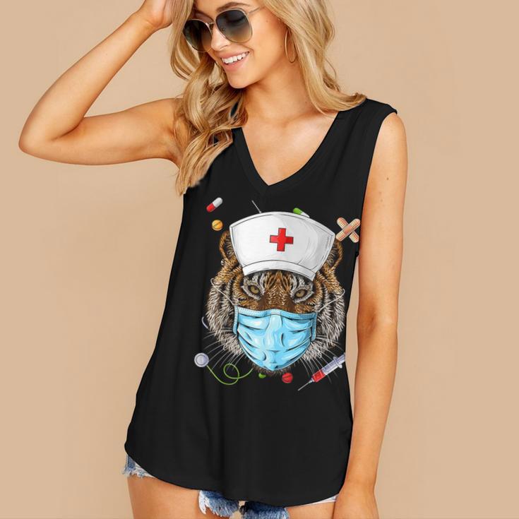 Tiger Nurse RN ER Nursing School Graduation Women's V-Neck Tank Top