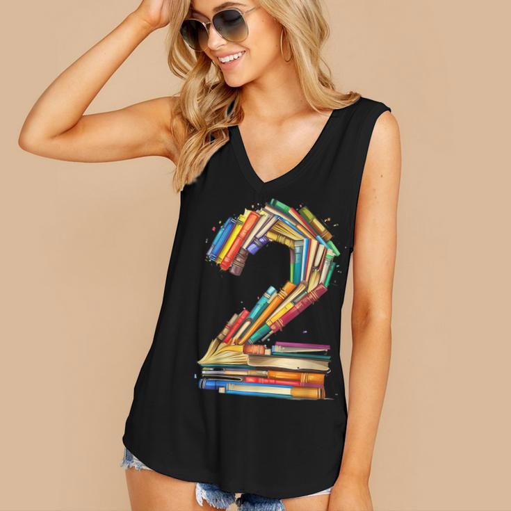 Toddler 2nd Birthday Books Themed 2 Year Old Boys Kids Girls Women's V-Neck Tank Top
