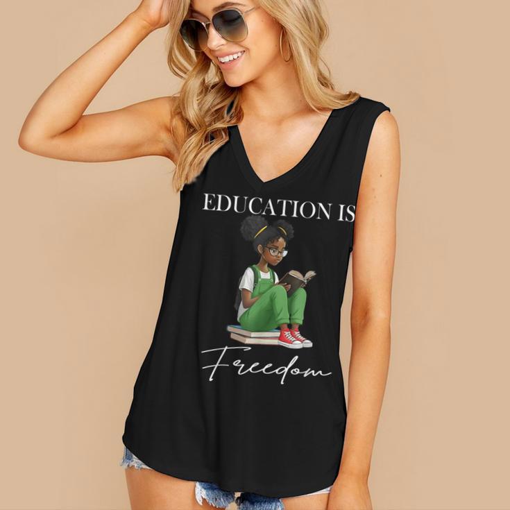 History Month Education Is Freedom Books Black Teacher Women's V-Neck Tank Top History Month Education Is Freedom Books Black Teacher Women's V-Neck Tank Top
