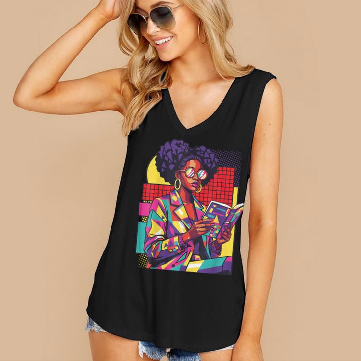 History Woman Reading Book Geometric Girl Educated Women's V-Neck Tank Top History Woman Reading Book Geometric Girl Educated Women's V-Neck Tank Top