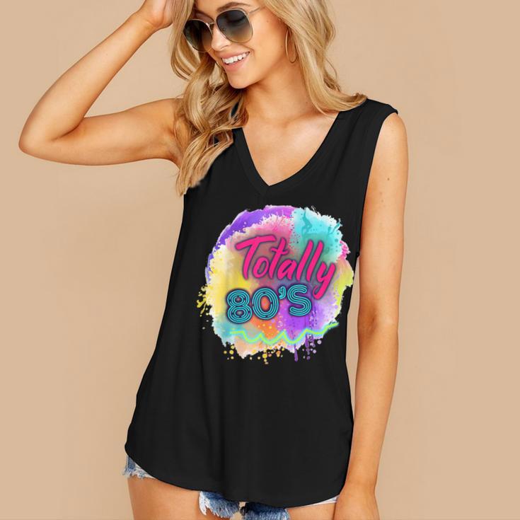 Totally 80's Tie Dye Retro Vibes 1980s Style Nostalgia Women's V-Neck Tank Top Totally 80's Tie Dye Retro Vibes 1980s Style Nostalgia Women's V-Neck Tank Top