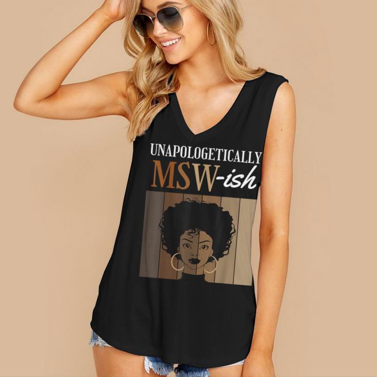 Unapologetically MSW-Ish Student Graduation Afro Women's V-Neck Tank Top