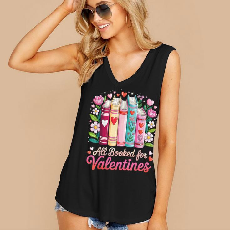 Valentine All Booked For Valentine Book Lovers Teacher Kid Women's V-Neck Tank Top