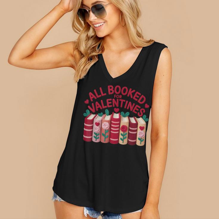 Valentines All Booked For Valentine Book Lover Teacher Women's V-Neck Tank Top Valentines All Booked For Valentine Book Lover Teacher Women's V-Neck Tank Top