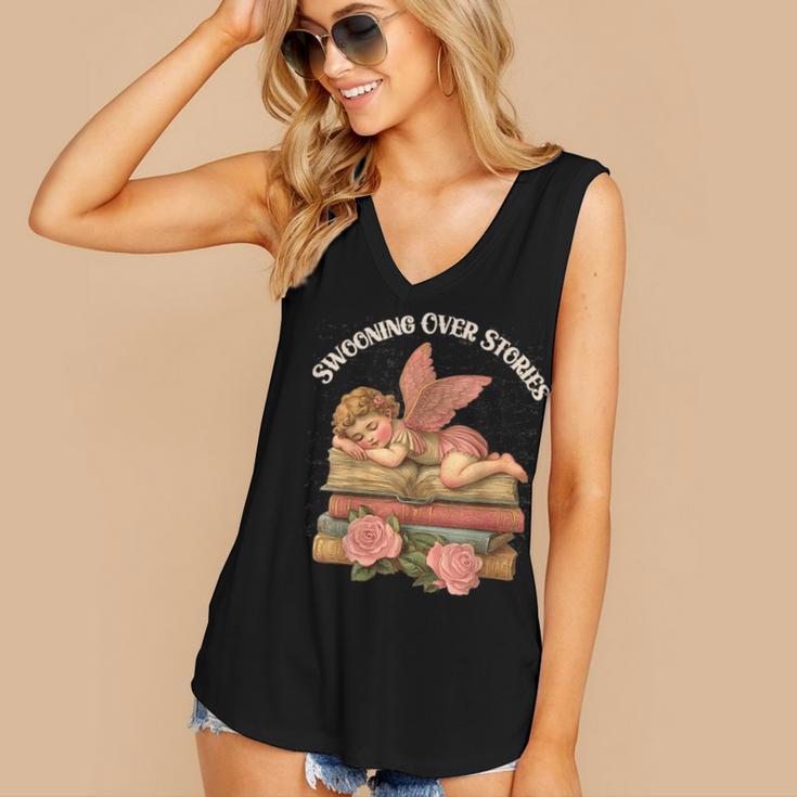 Valentine's Swooning Over Stories Cupid And Book Lover Tee Women's V-Neck Tank Top