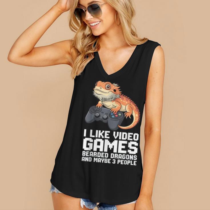 I Like Video Games Bearded Dragon Gamer Introvert Mood Women's V-Neck Tank Top I Like Video Games Bearded Dragon Gamer Introvert Mood Women's V-Neck Tank Top