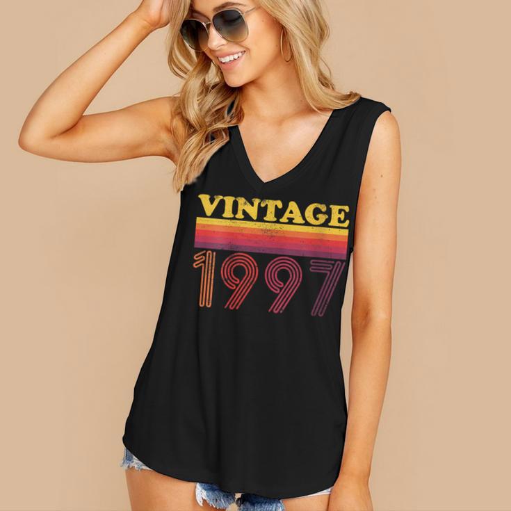 Vintage 1997 Retro Style 90's Born Nostalgia Vibes Birthday Women's V-Neck Tank Top