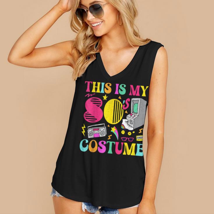Vintage 80s Vibes Costume Nostalgia 1980s Fashion Cassette Women's V-Neck Tank Top