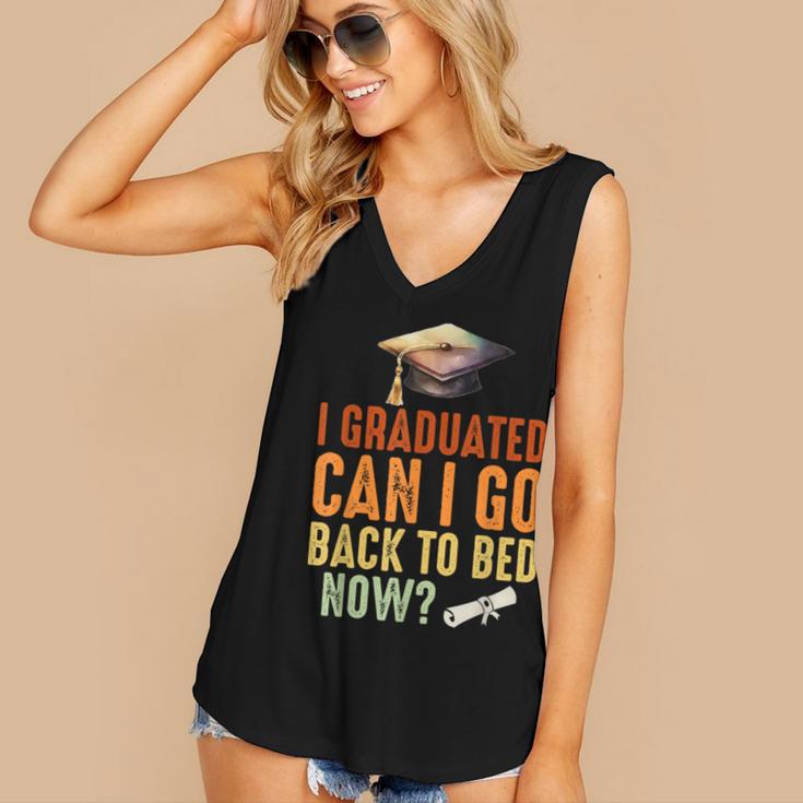 Vintage I Graduated Can I Go Back To Bed Now Graduation Women's V-Neck Tank Top