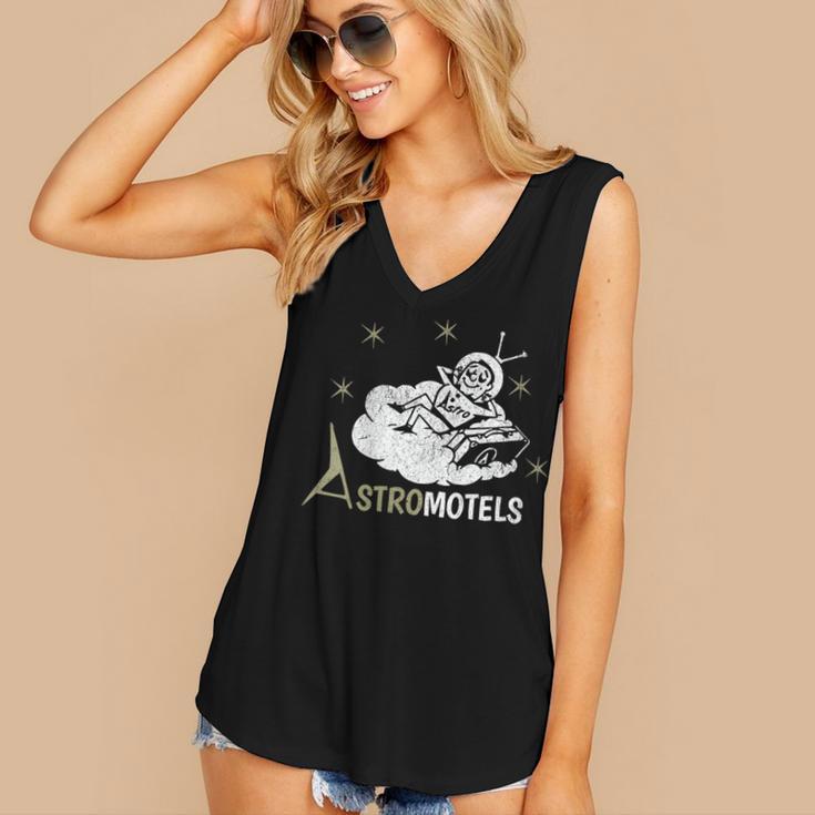 Vintage Hotel Matchbook Astro Motels 50s Retro Spaceman Women's V-Neck Tank Top