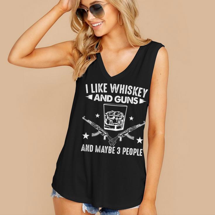 I Like Whiskey And Guns And Maybe 3 People Introvert Women's V-Neck Tank Top
