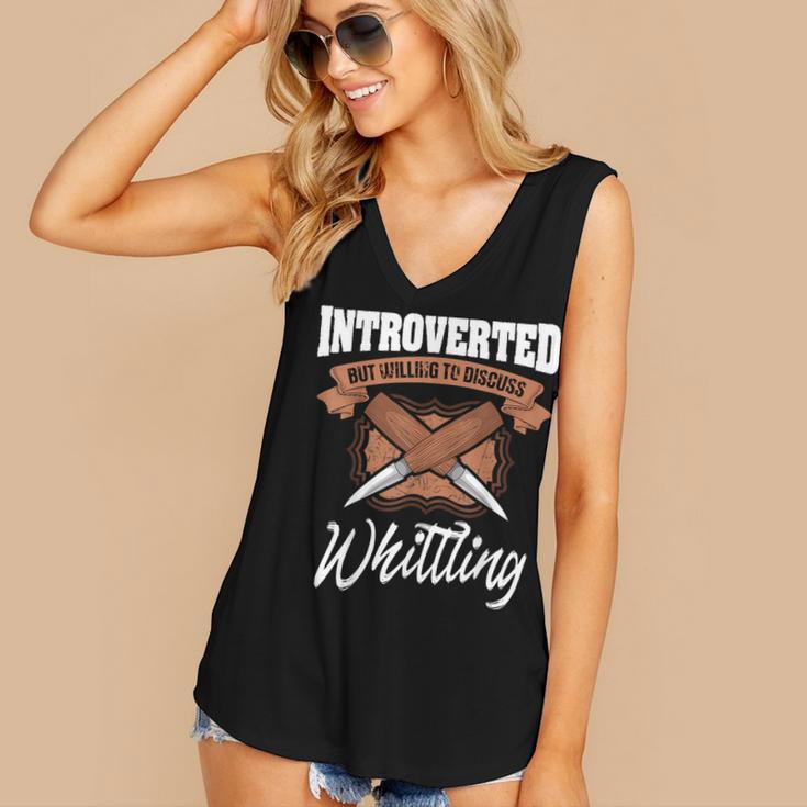Whittling Hobby Woodcarve Introverted Wood Artist Whittler Women's V-Neck Tank Top