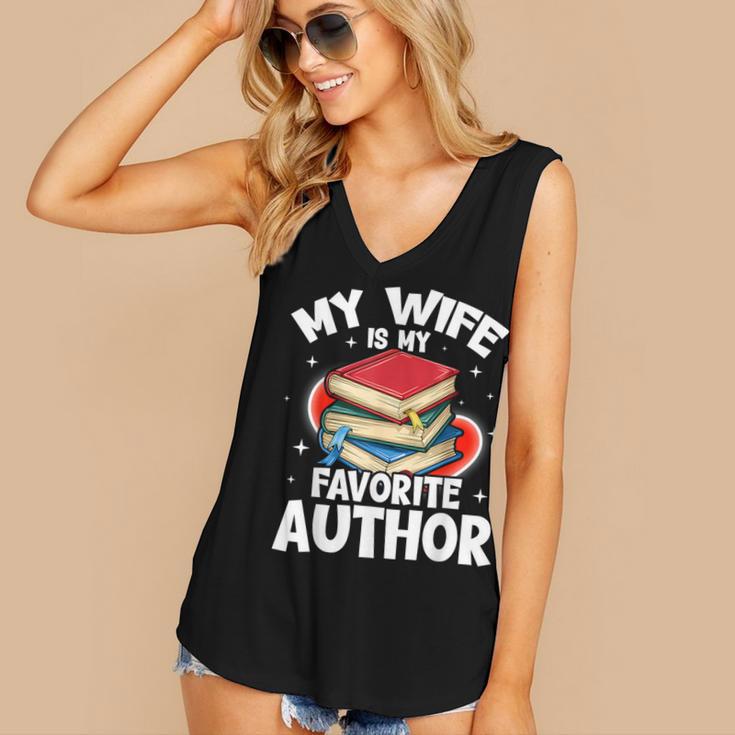 My Wife Is My Favorite Author Book Writer Women's V-Neck Tank Top