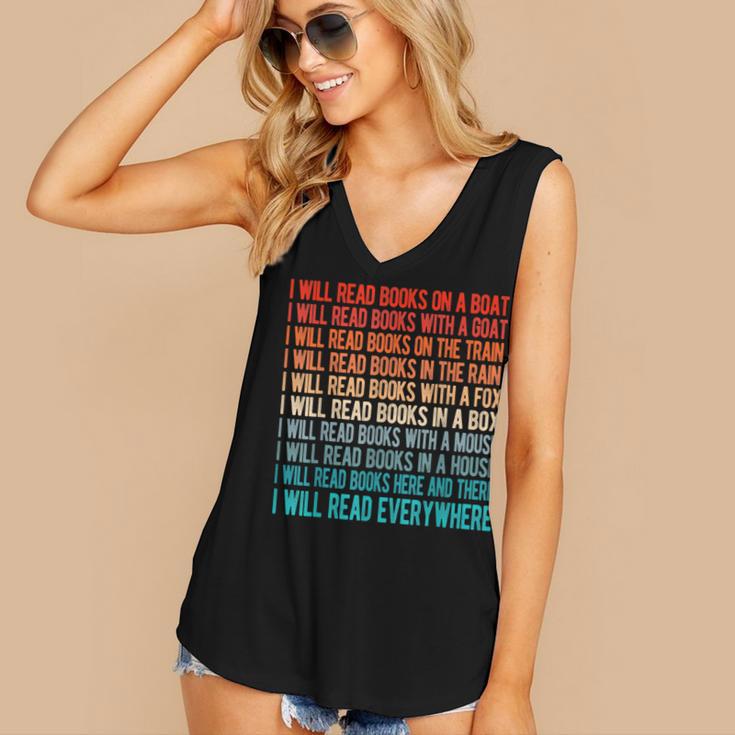I Will Read Books On A Boat Kids Reading Women's V-Neck Tank Top