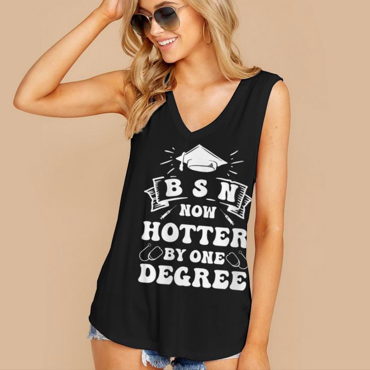 Women's Groovy Nurse BSN Now Hotter By One Degree Graduation BSN RN Women's V-Neck Tank Top