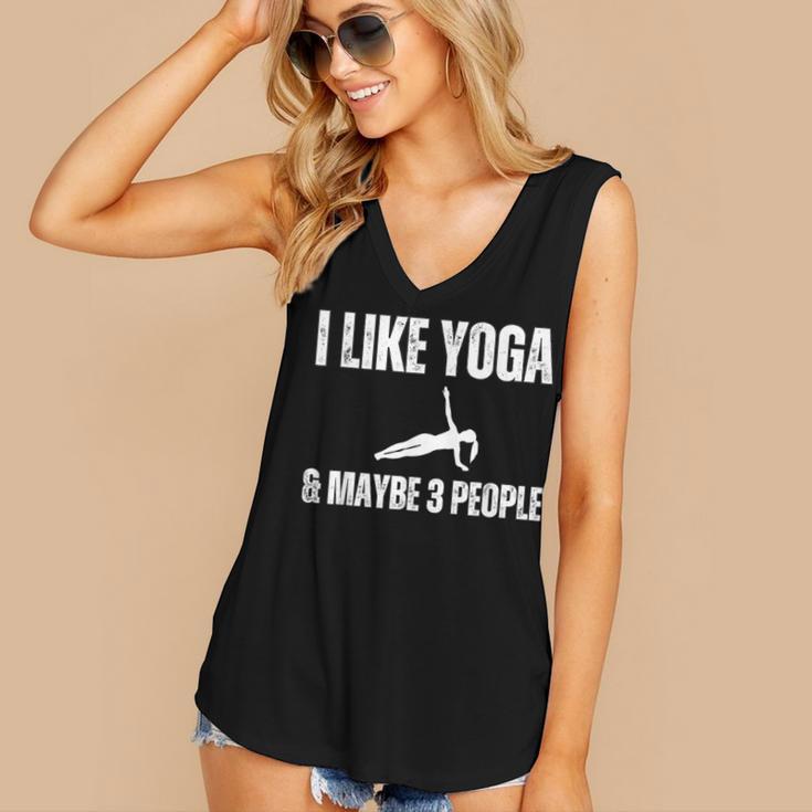 I Like Yoga And Maybe 3 People Introvert Namaste Women's V-Neck Tank Top