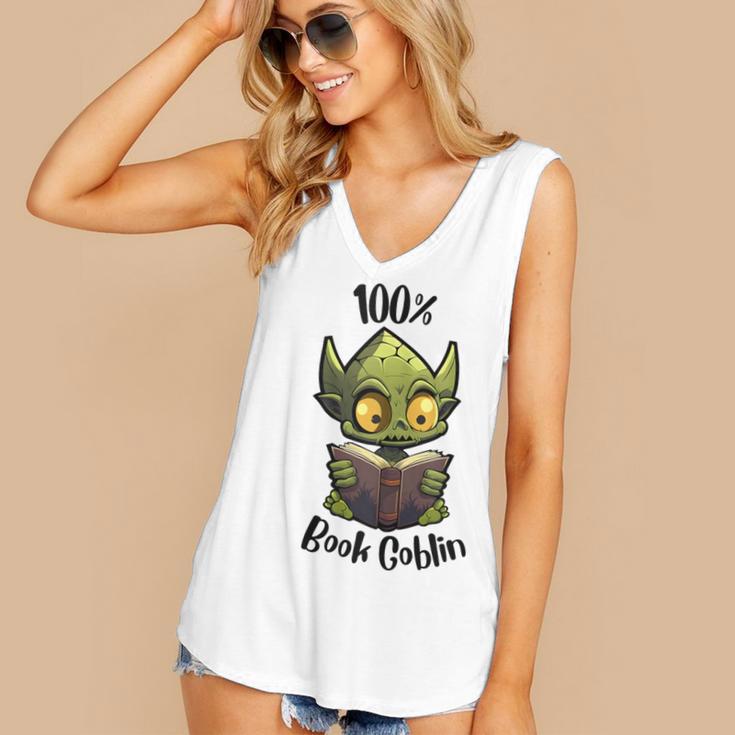 100 Book Goblin Cute Book Reader And Library Lover Women's V-Neck Tank Top