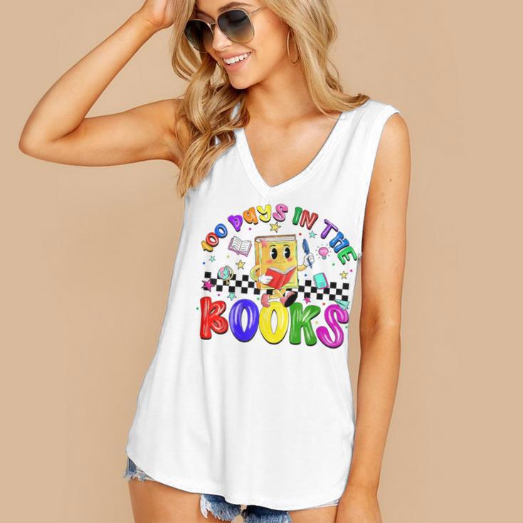 100 Days In The Book Fun 100 Days Of School Boy Girl Teacher Women's V-Neck Tank Top 100 Days In The Book Fun 100 Days Of School Boy Girl Teacher Women's V-Neck Tank Top