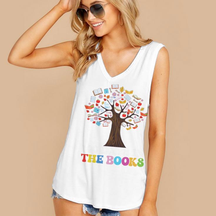 100 Days In The Books Reading Teacher 100th Day Of School Premium Tri-Blend Women's V-Neck Tank Top