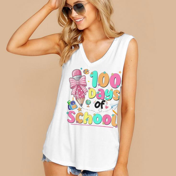 100th Day Of School Teacher Books 100 Days Of School Women Women's V-Neck Tank Top 100th Day Of School Teacher Books 100 Days Of School Women Women's V-Neck Tank Top