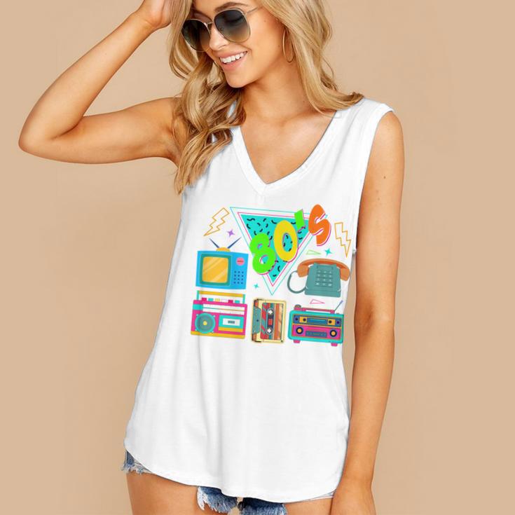 80's Vintage Cassette Tape Nostalgia Mixtape Era 1980s Retro Women's V-Neck Tank Top