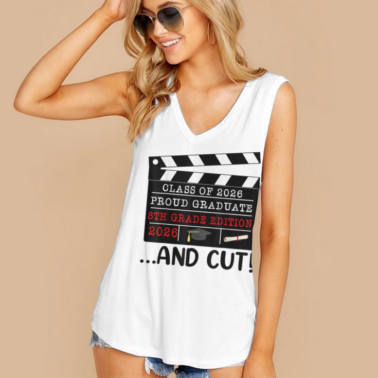 8th Grade Graduation 2026 Graduate Clapperboard Women's V-Neck Tank Top