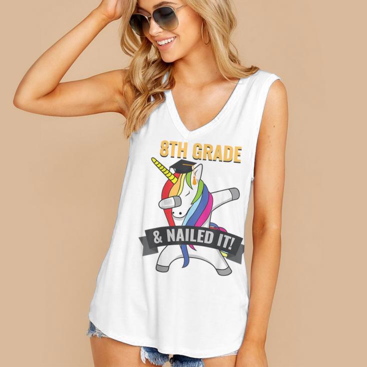 8TH GRADE NAILED IT UNICORN DABBING GRADUATION T-SHIRT Women's V-Neck Tank Top