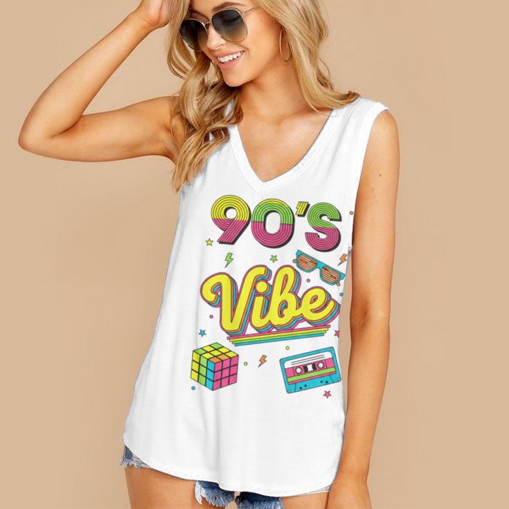 90s Nostalgia Retro Apparel 90'S Vibe Retro Women's V-Neck Tank Top