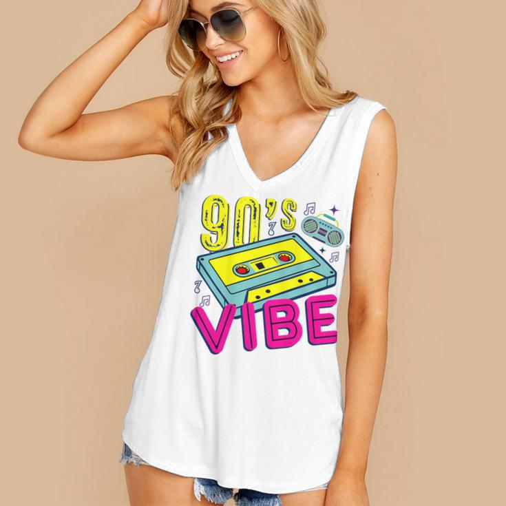 90's Vibe Retro Style Cassette Tape Nostalgia 1990s Party Premium Tri-Blend Women's V-Neck Tank Top 90's Vibe Retro Style Cassette Tape Nostalgia 1990s Party Premium Tri-Blend Women's V-Neck Tank Top