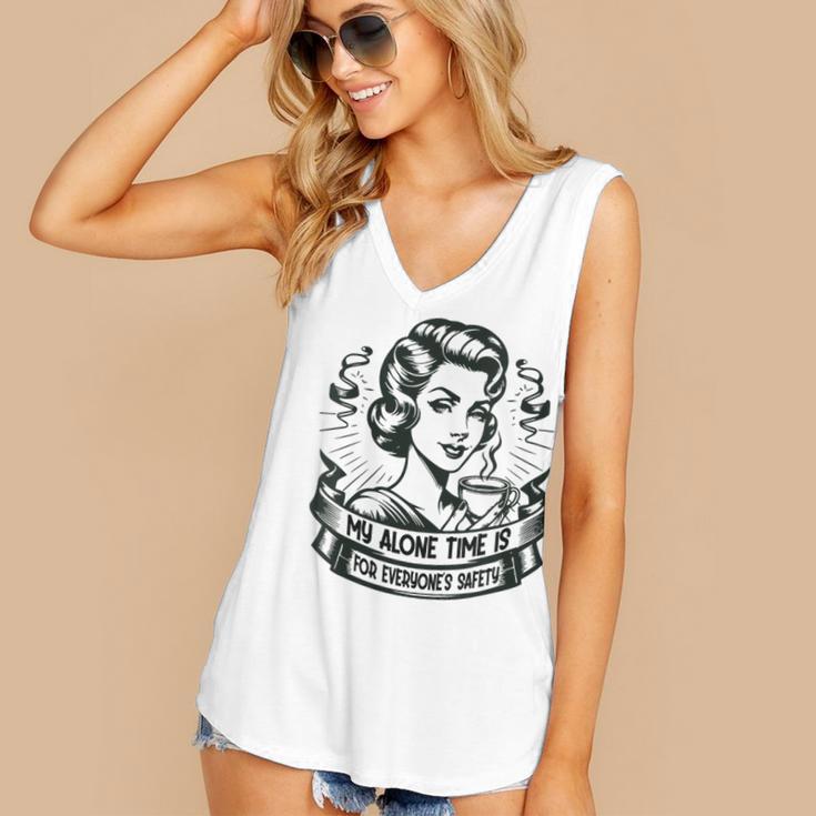 My Alone Time Is For Everyone's Safety Introvert Safety Women's V-Neck Tank Top