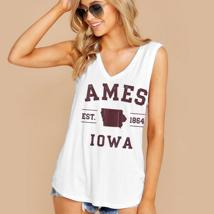 Ames Iowa Est 1864 Nostalgia Women's V-Neck Tank Top