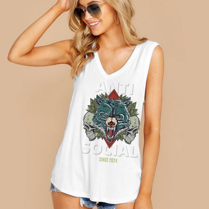 Antisocial Introvert I Like Being Alone Women's V-Neck Tank Top Antisocial Introvert I Like Being Alone Women's V-Neck Tank Top