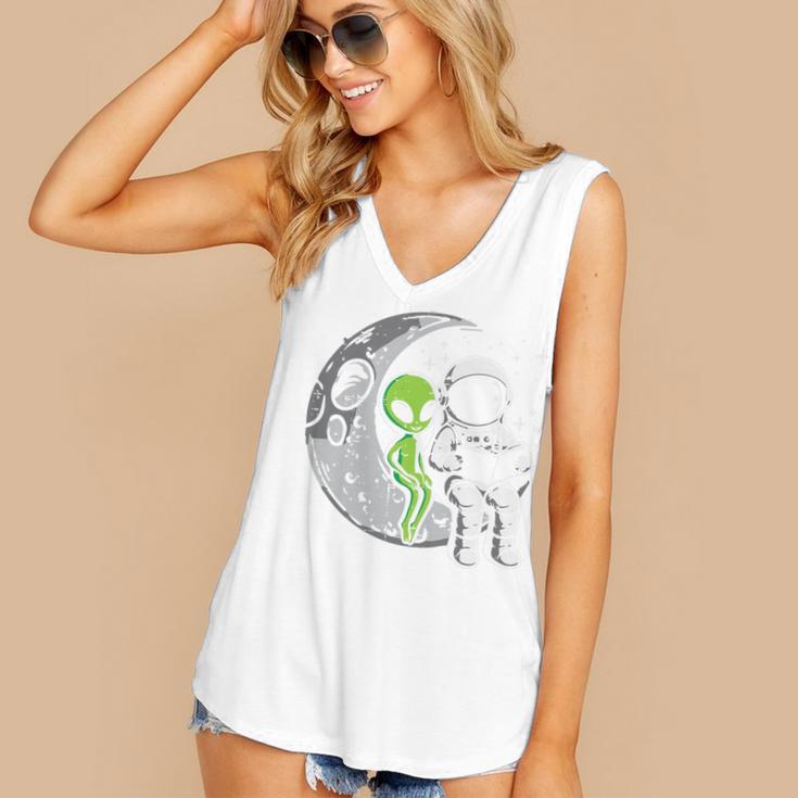 Astronaut Reading Book To Alien Moon Space Women Kids Men Premium Tri-Blend Women's V-Neck Tank Top Astronaut Reading Book To Alien Moon Space Women Kids Men Premium Tri-Blend Women's V-Neck Tank Top