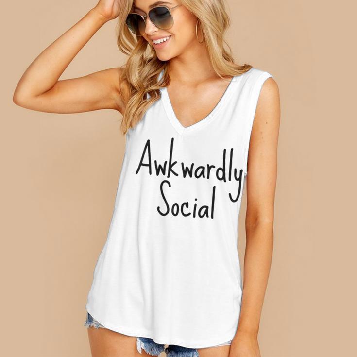 Awkwardly Social Introvert Anxious Socially Awkward Women's V-Neck Tank Top Awkwardly Social Introvert Anxious Socially Awkward Women's V-Neck Tank Top