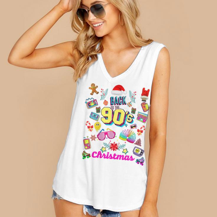 Back To 90's Christmas Nostalgia Quotes Graphic Premium Tri-Blend Women's V-Neck Tank Top