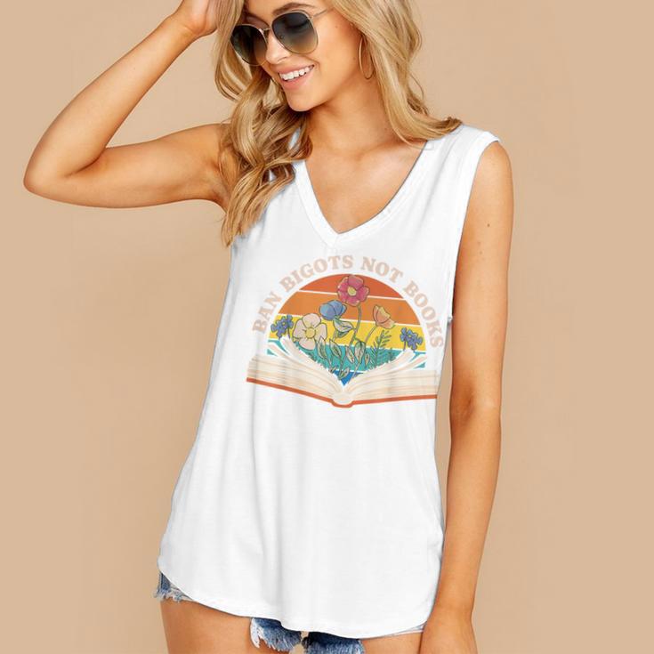 Ban Bigots Not Books Women's V-Neck Tank Top