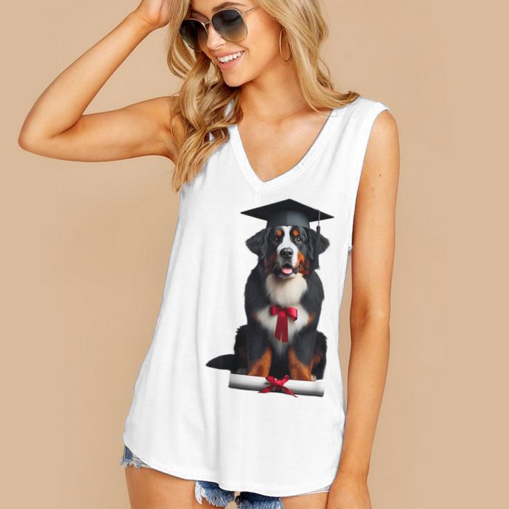 Bernese Mountain Dog Graduation Cap Graduate Training School For Men Women Girls Kids Women's V-Neck Tank Top