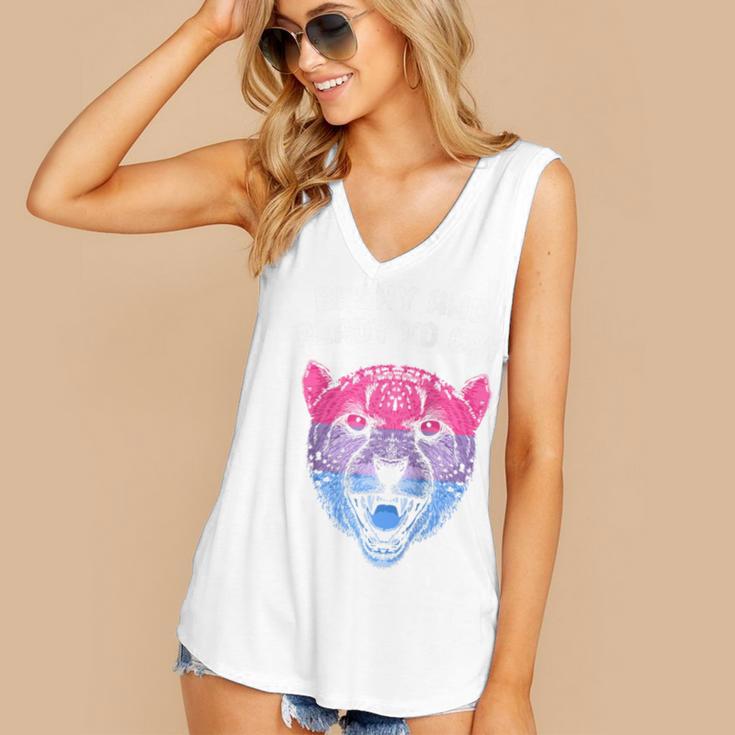 Bi Shy And Ready To Cry Bisexual Introvert Bi Pride Raglan Baseball Tee Women's V-Neck Tank Top