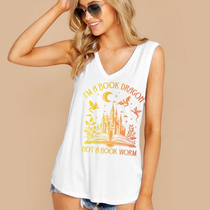 Book Dragon Not Book Worm Premium Women's V-Neck Tank Top