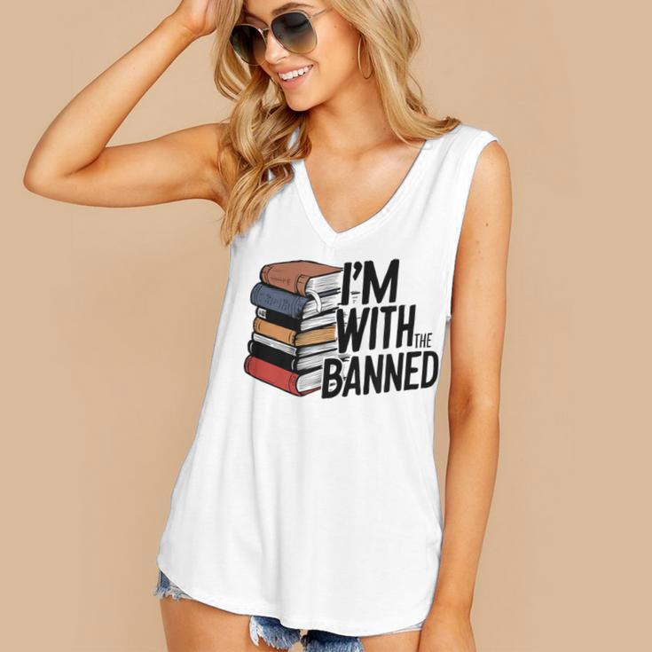 Book Lovers Im With The Banned Books For Reading Librarian Women's V-Neck Tank Top Book Lovers Im With The Banned Books For Reading Librarian Women's V-Neck Tank Top