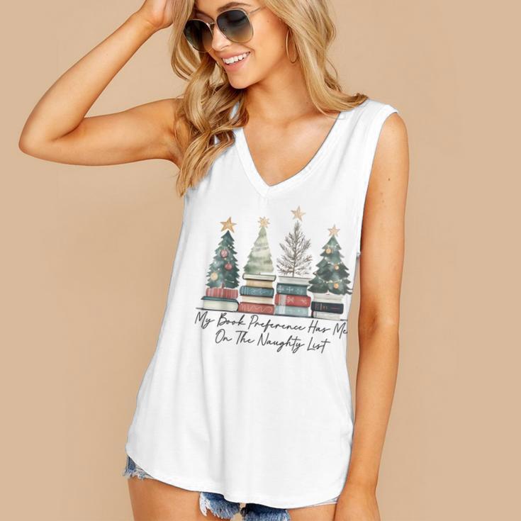 My Book Preference Has Me On The Naughty List Christmas Tree Women's V-Neck Tank Top