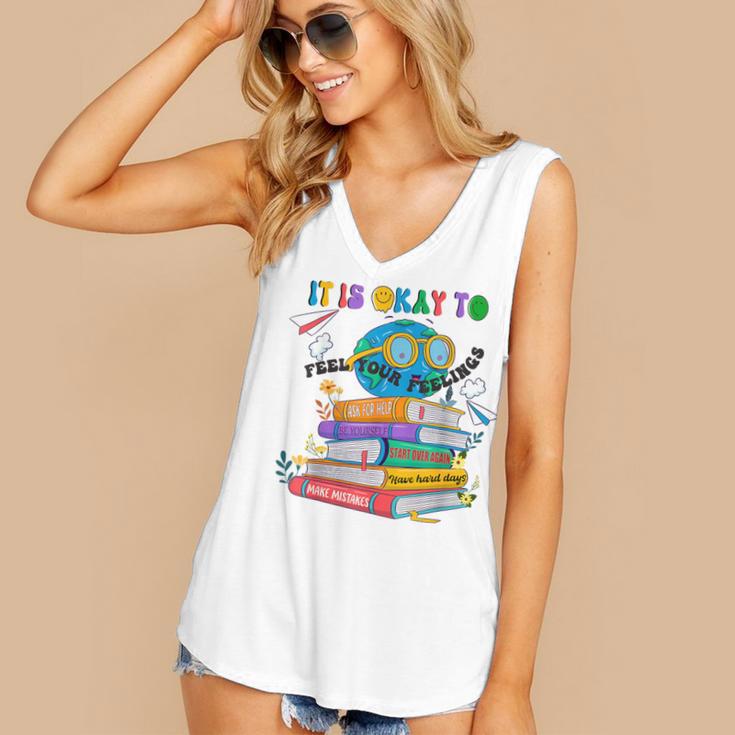 Books It's Okay To Be Kind Yellow Mental Health Day Kids Women's V-Neck Tank Top